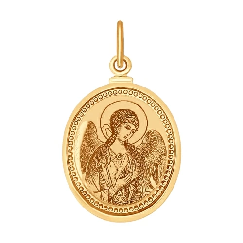Подвеска религиозная христианская ладанка 100374 золото Ангел Хранитель