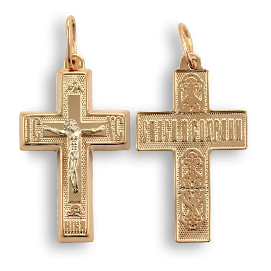 Крест христианский 102-ОБ-26.31-11 золото Пустотелый