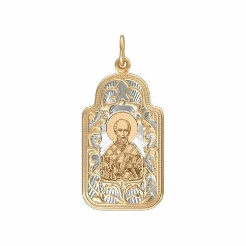 Подвеска религиозная христианская ладанка 103986 золото Святой Николай Чудотворец