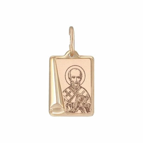 Подвеска религиозная христианская ладанка 103999 золото Святой Николай Чудотворец