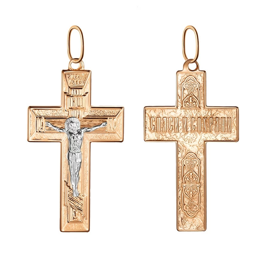 Крест христианский 102-ОБ-22.33-11 золото Пустотелый