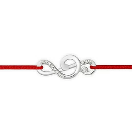 Браслет красная нить 1410013473-515 серебро Скрипичный ключ