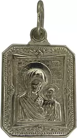 Подвеска религиозная христианская ладанка 2254ч серебро Казанская Божья Матерь