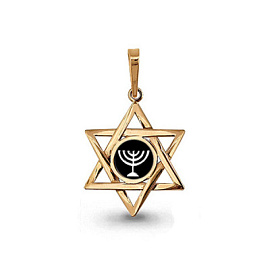 Подвеска религиозная иудейская 13238.1 золото Звезда Давида