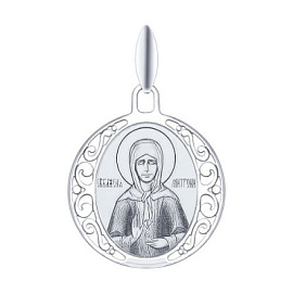 Подвеска религиозная христианская ладанка 94100251 серебро Святая Матрона Московская