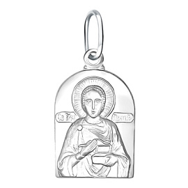 Подвеска религиозная христианская ладанка 90-21-0403-00 серебро Святой Великомученик Целитель Пантелеимон 