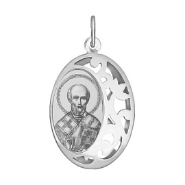 Подвеска религиозная христианская ладанка 94100235 серебро Святой Николай Чудотворец